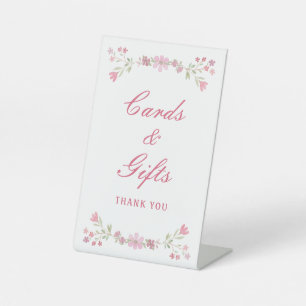 Pink Flowers Cards & Gifts Pedestal Sign
