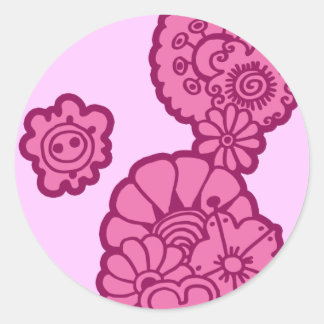 Pink Flowers Classic Round Sticker