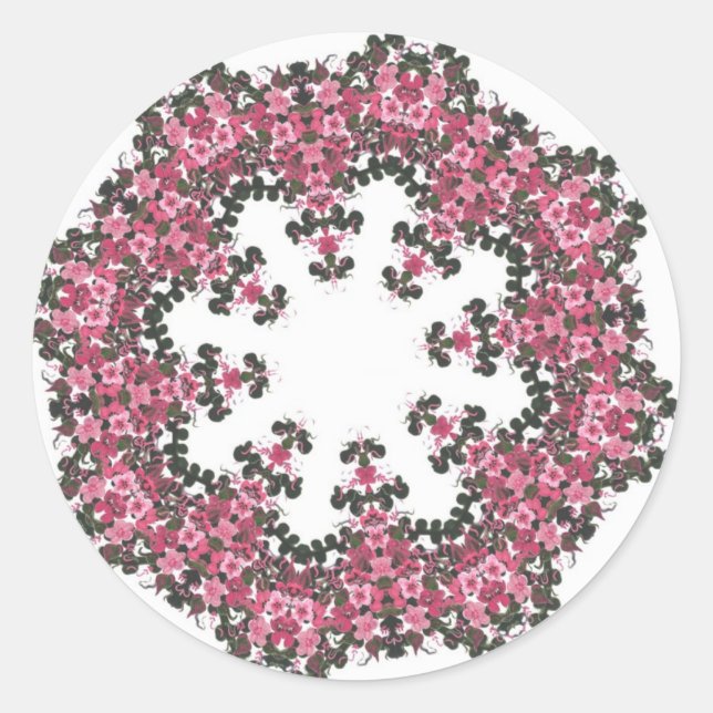 Pink Flowers Classic Round Sticker (Front)
