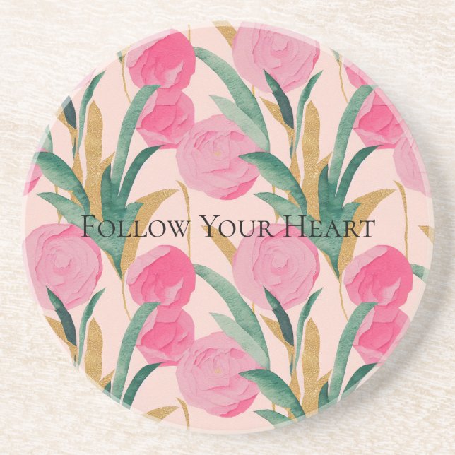 Pink Flowers Coaster (Front)