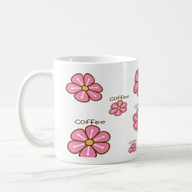 Pink flowers coffee mug (Left)