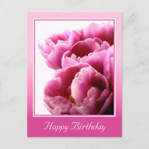 Pink Flowers Custom Birthday Card