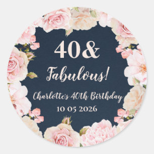 Pink Flowers Custom Birthday Favour Tag