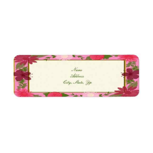 Pink Flowers Custom Labels (Front)