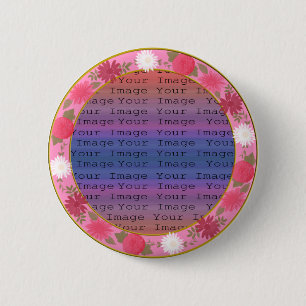 Pink Flowers Custom Round Button