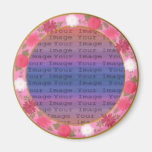 Pink Flowers Custom Round Magnet