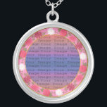 Pink Flowers Custom Round Silver Necklace<br><div class="desc">Personalise this pretty necklace to have as wedding favours at your wedding reception or to have one yourself as a remembrance of your special day. This necklace is also the perfect gift for the bride at her bridal shower. Personalise by adding your photo.</div>