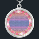 Pink Flowers Custom Round Silver Necklace<br><div class="desc">Personalise this pretty necklace to have as wedding favours at your wedding reception or to have one yourself as a remembrance of your special day. This necklace is also the perfect gift for the bride at her bridal shower. Personalise by adding your photo.</div>
