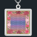 Pink Flowers Custom Square Silver Necklace<br><div class="desc">Personalise this pretty necklace to have as wedding favours at your wedding reception or to have one yourself as a remembrance of your special day. This necklace is also the perfect gift for the bride at her bridal shower. Personalise by adding your photo.</div>