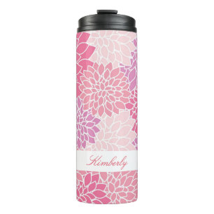 Pink Flowers Custom Thermal Tumbler