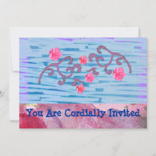 Pink Flowers Customisable Invitation