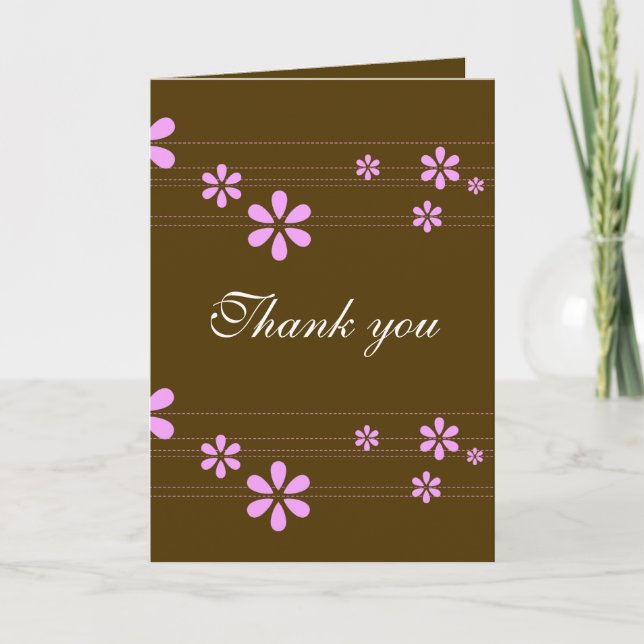 Pink Flowers - Customised Thank You Card (Front)