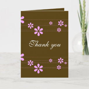 Pink Flowers - Customised Thank You Card