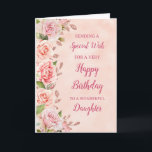 Pink Flowers Daughter Birthday Card<br><div class="desc">A beautiful card for your daughter on her birthday with pastel pink flowers and rose gold effect details.</div>