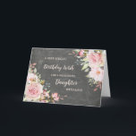 Pink Flowers Daughter Birthday Card<br><div class="desc">Pretty and thoughtful greeting card for your daughter's birthday with light blush pink watercolor flowers,  chalkboard rustic pattern and hand lettered style text.</div>
