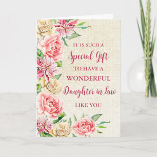 Pink Flowers Daughter in Law Happy Mother's Day Card