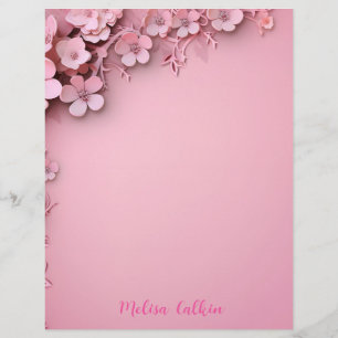 Pink Flowers Decoration with Pink Background  Custom Letterhead