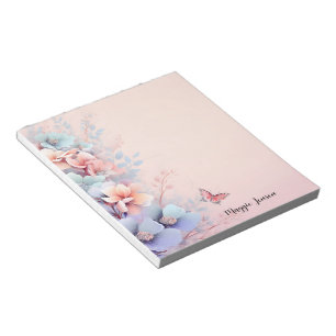 Pink Flowers Decoration with Pink Background Notepad