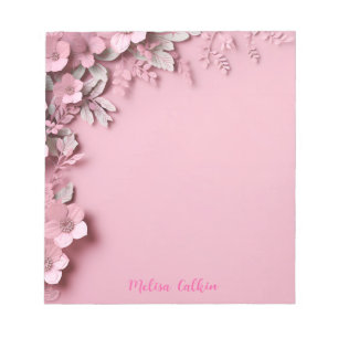 Pink Flowers Decoration with Pink Background Notepad