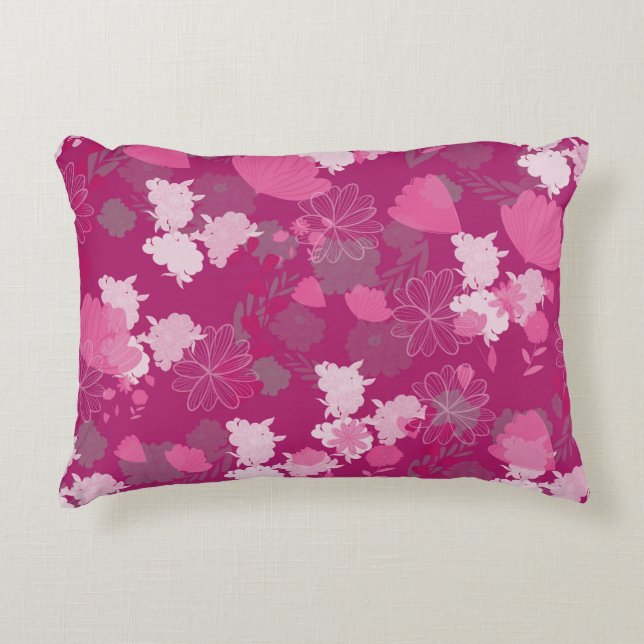 pink flowers decorative cushion (Front)