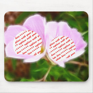 Pink Flowers Dual Photo Frame Mouse Mat