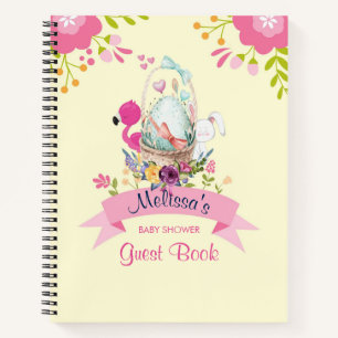 Pink Flowers, Egg, Flamingo & Bunny Watercolor Notebook