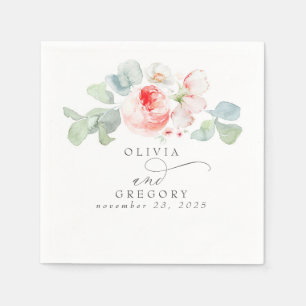 Pink Flowers Elegant Romantic Wedding Napkin