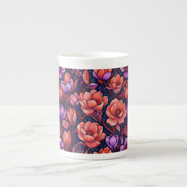 Pink Flowers Espresso Cup (Front)