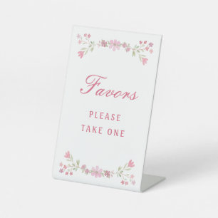 Pink Flowers Favours Pedestal Sign