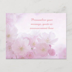 Pink Flowers Feminine Personalised Message, Quote Announcement Postcard
