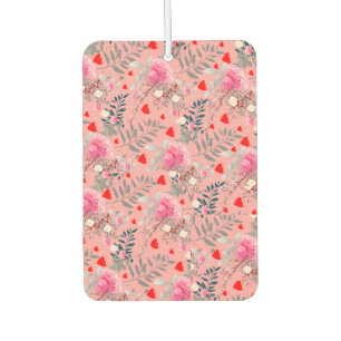 Pink flowers field car air freshener