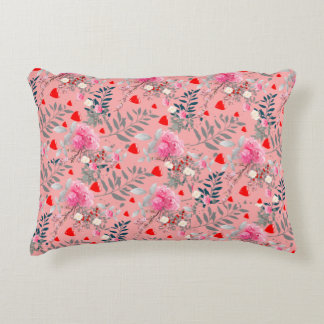 Pink flowers field decorative cushion