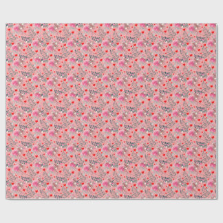 Pink flowers field wrapping paper