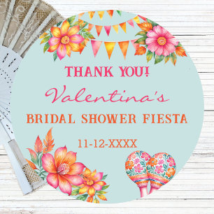 Pink Flowers Fiesta Bridal Shower Favour Classic Round Sticker