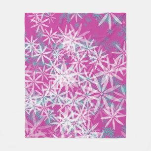 Pink Flowers Fleece Blanket