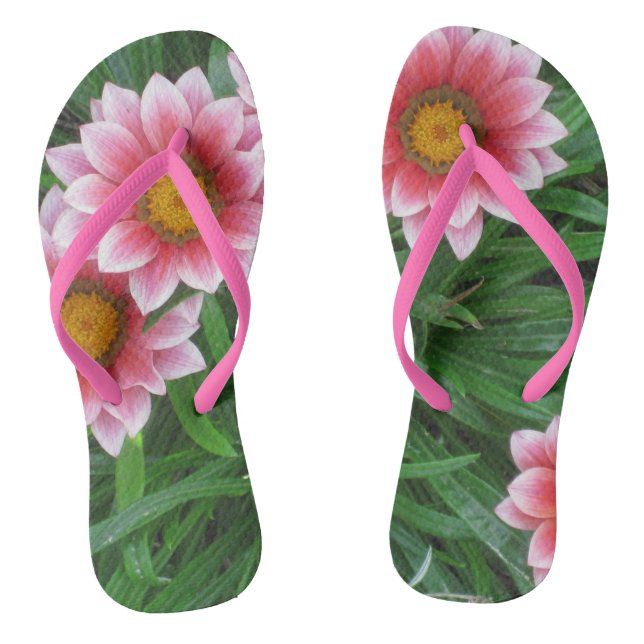 Pink Flowers Flip Flops (Footbed)