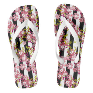 Pink flowers flip flops