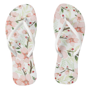 Pink flowers flip flops