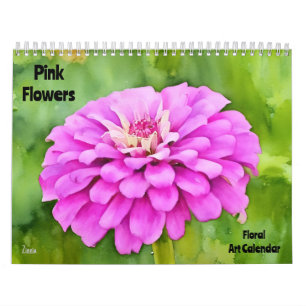 Pink Flowers Floral Art Calendar