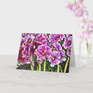 Pink Flowers Floral Garden Art Note Card