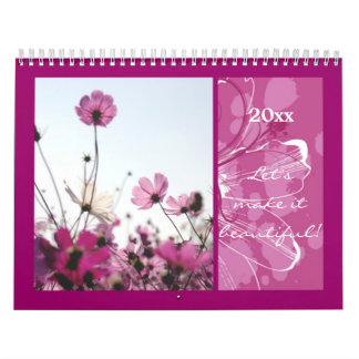Pink flowers floral nature happy holidays designer calendar