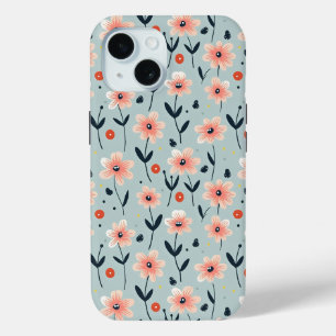 Pink Flowers Floral Pattern iPhone 15 Case