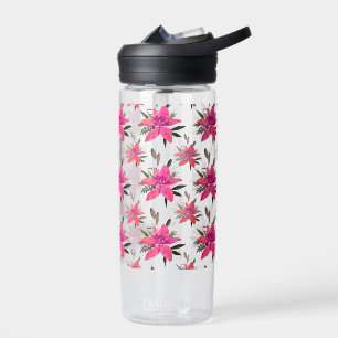 Pink Flowers Floral Pattern Design Water Bottle