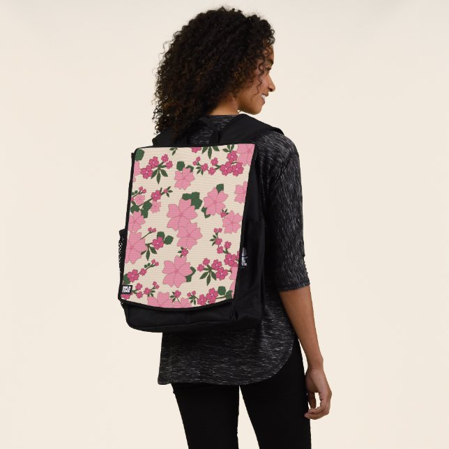 Pink Flowers, Floral Pattern, Pattern Of Flowers Backpack (Worn)