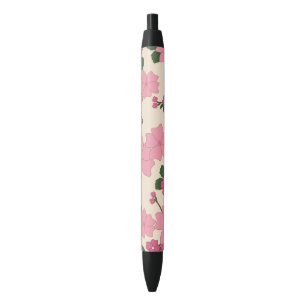 Pink Flowers, Floral Pattern, Pattern Of Flowers Black Ink Pen