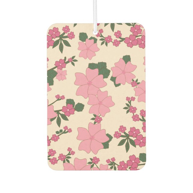 Pink Flowers, Floral Pattern, Pattern Of Flowers Car Air Freshener (Front)