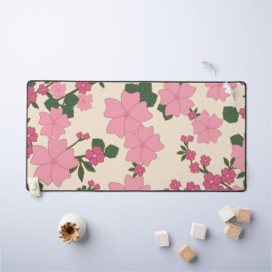 Pink Flowers, Floral Pattern, Pattern Of Flowers Desk Mat