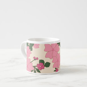 Pink Flowers, Floral Pattern, Pattern Of Flowers Espresso Cup