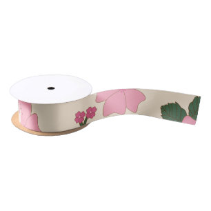 Pink Flowers, Floral Pattern, Pattern Of Flowers Satin Ribbon