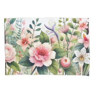 Pink Flowers Floral  Pillowcase